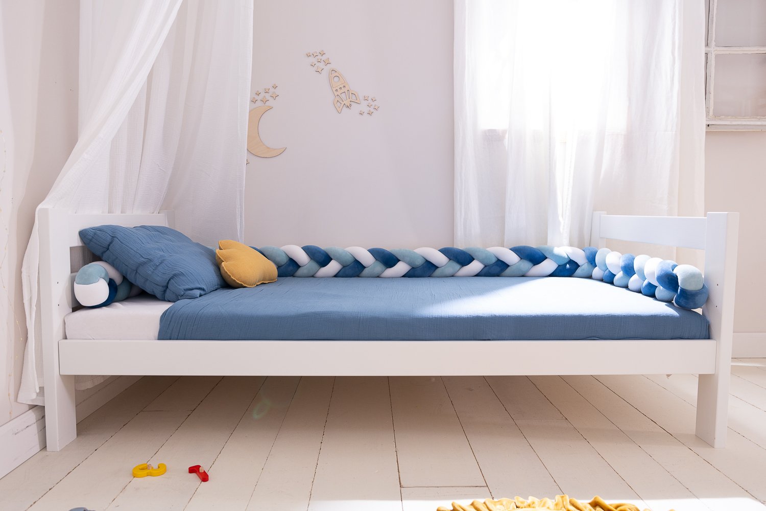 Contorno de Cama 3 cordas - Ice Blue, Petrol Blue i Branco