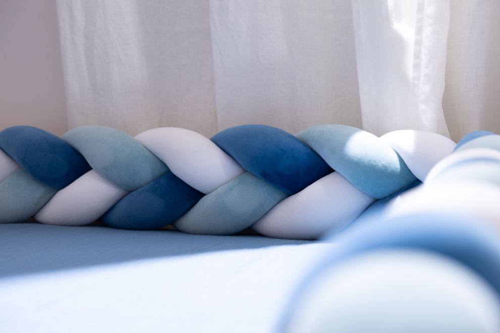Ice Blue, Petrol Blue and White Bed Bumper - 3 Ropes