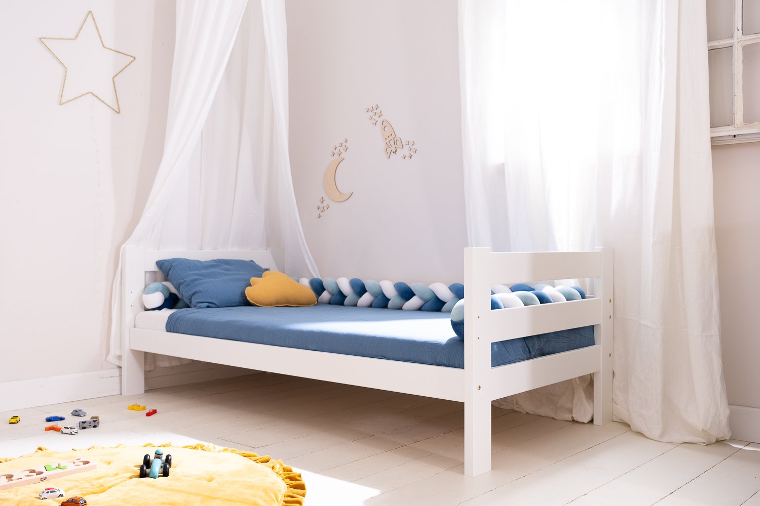 Contorno de Cama 3 cordas - Ice Blue, Petrol Blue i Branco