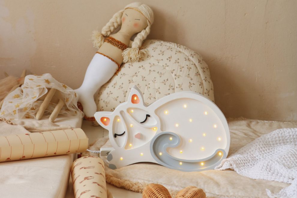 Dekolampe Katze Weiß Little Lights