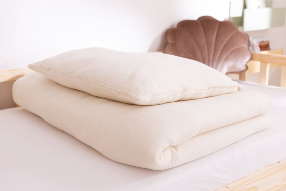 Cotton Muslin 120x170 Duvet & Pillow Set - Vanilla