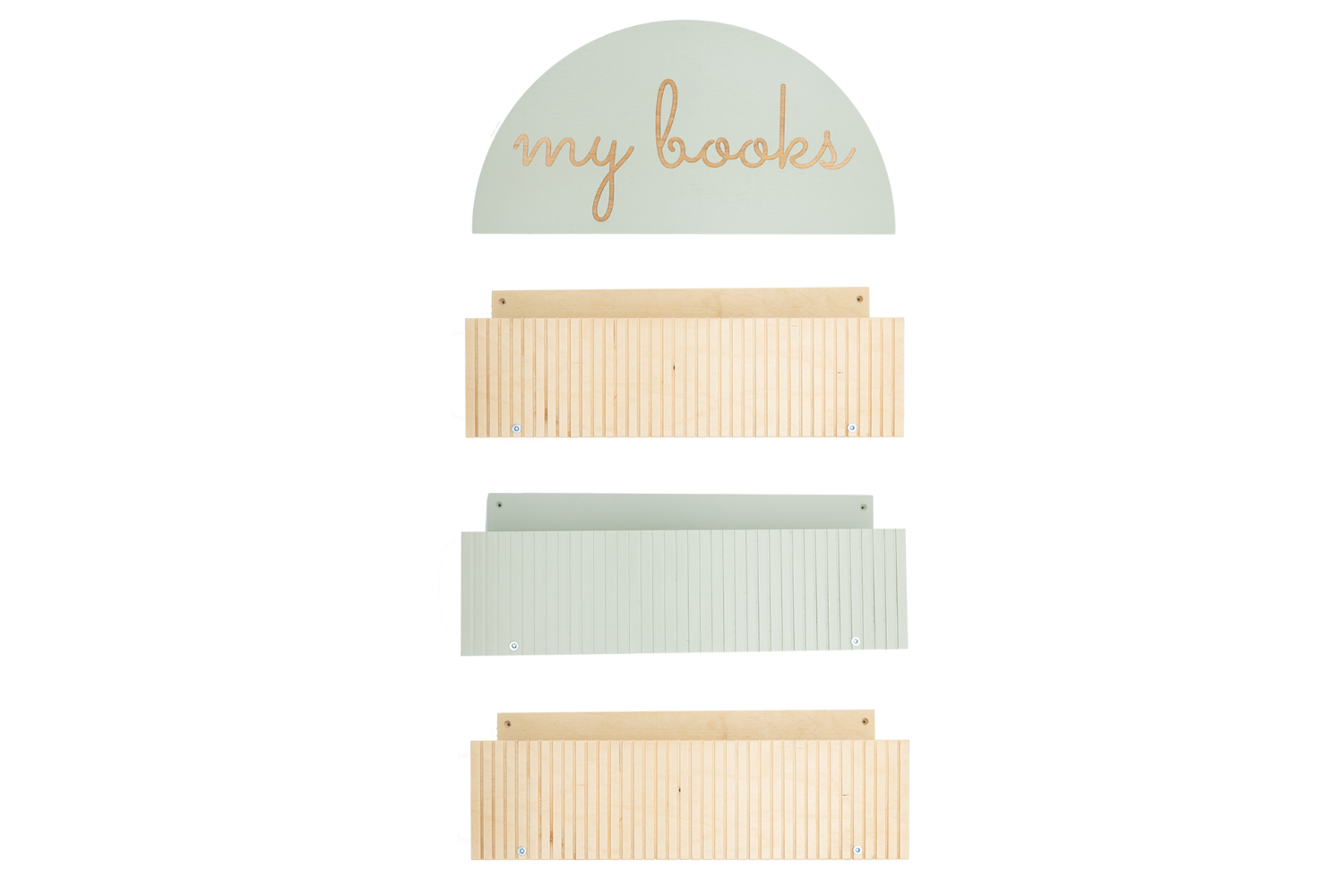 Set of 3 Book Shelves 'My Books' - Olive