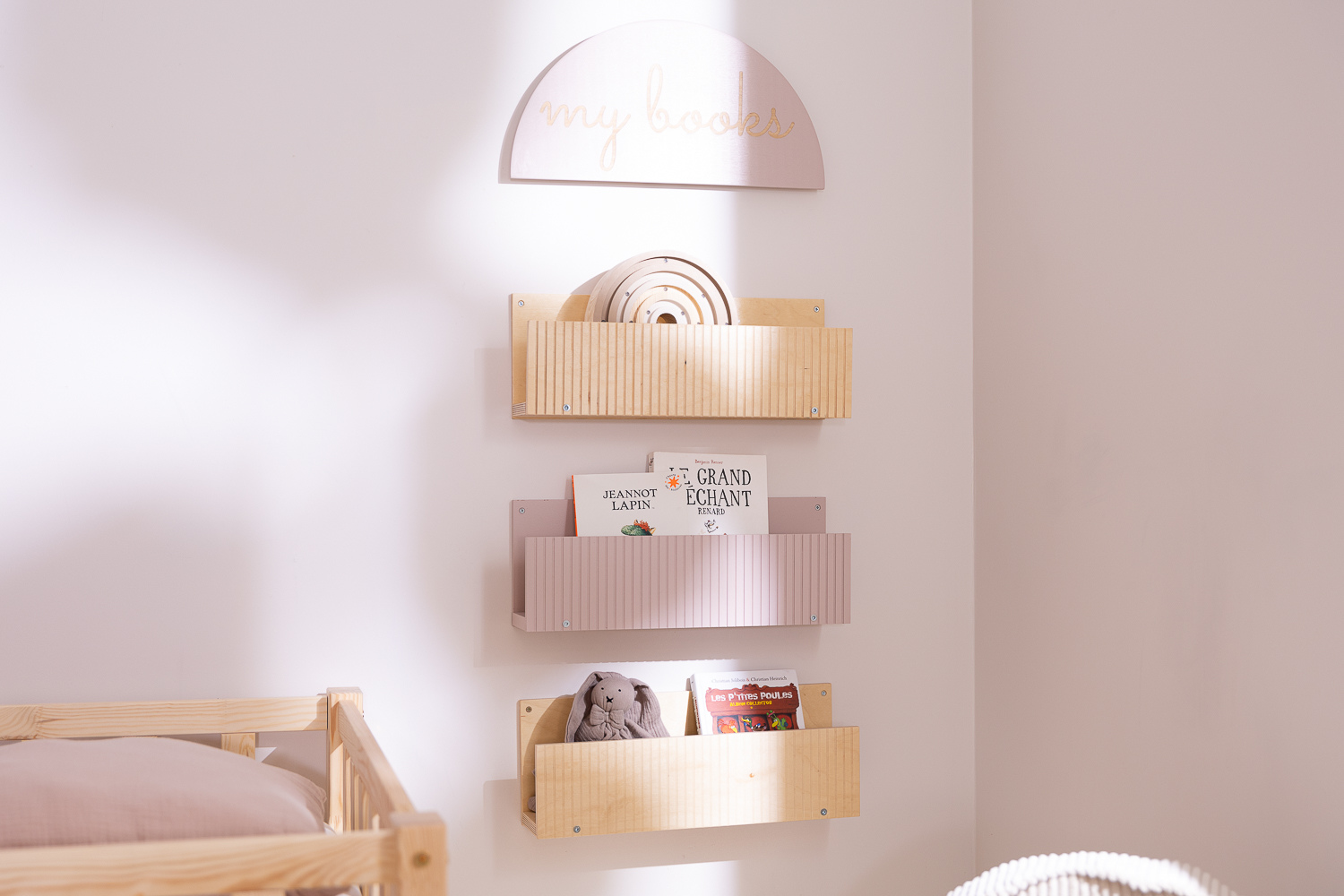 Set of 3 Book Shelves 'My Books' - Pink