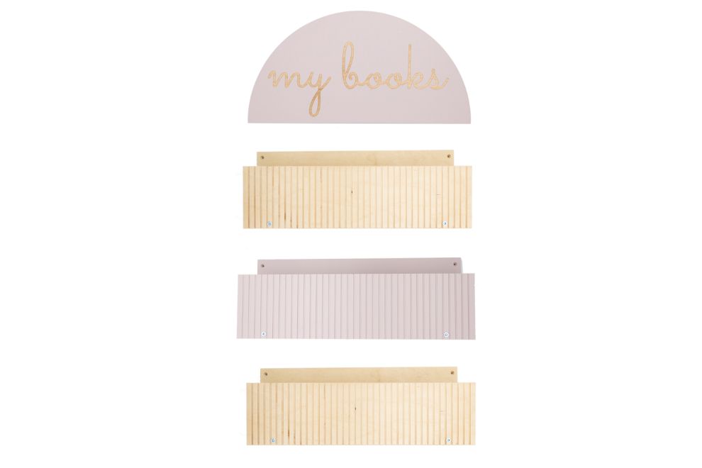 Set of 3 Book Shelves 'My Books' - Pink