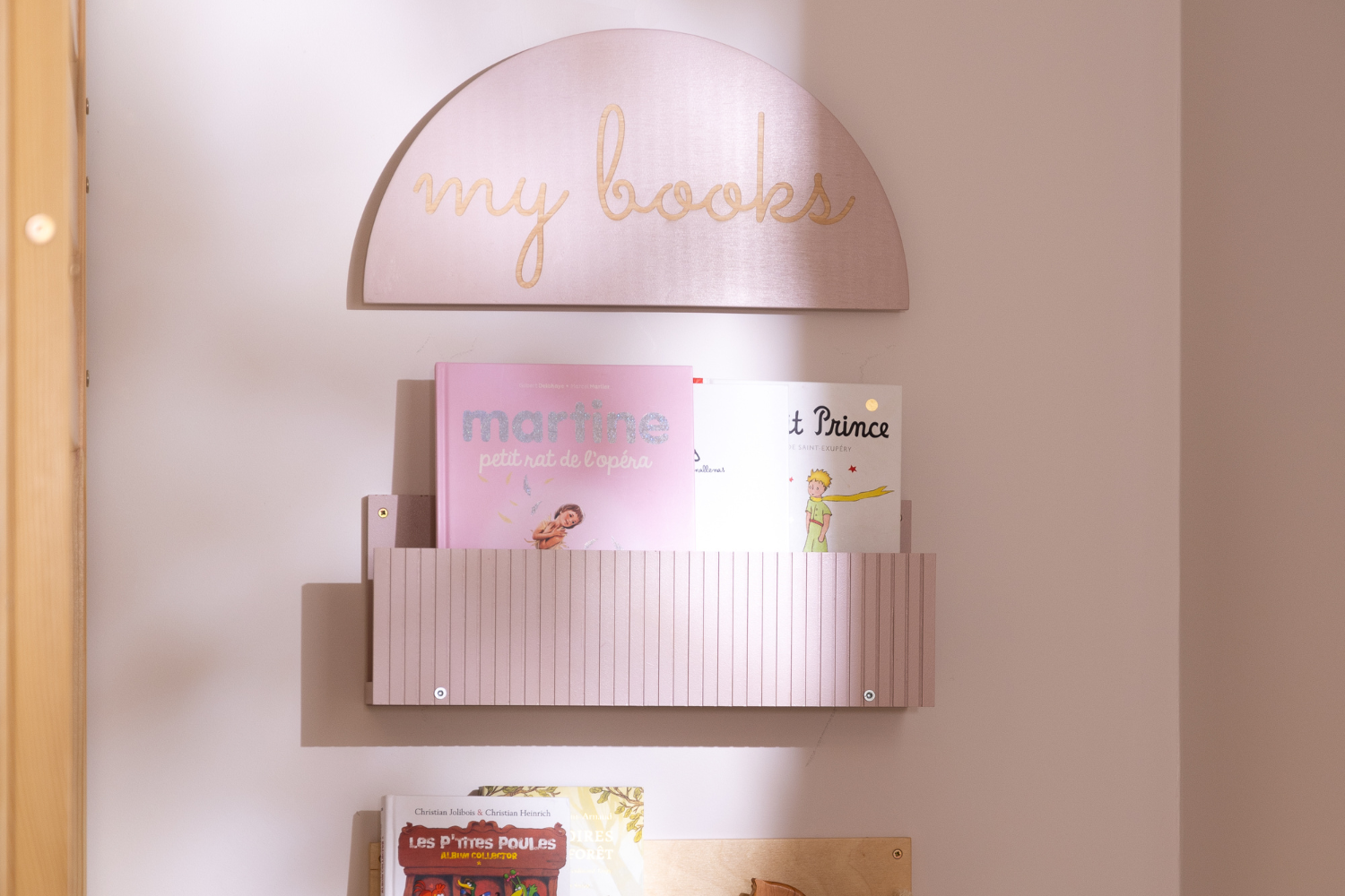 Set of 3 Book Shelves 'My Books' - Pink