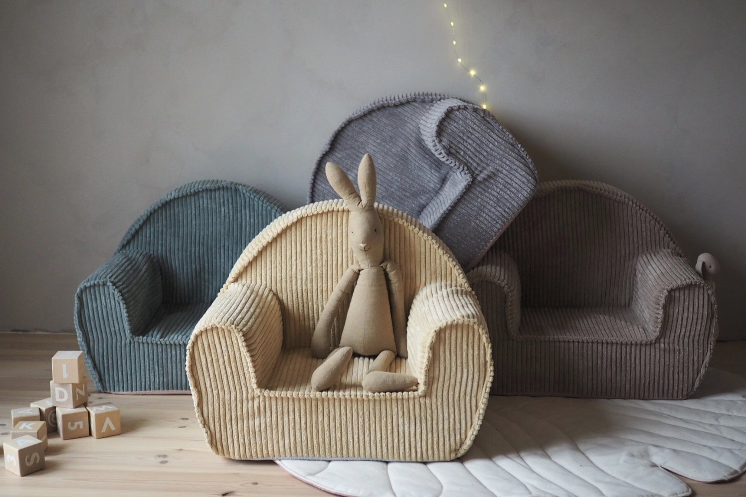 Sandy Yellow Corduroy Armchair