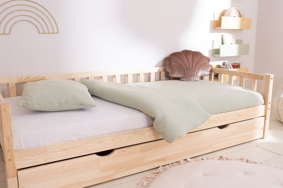  Ensemble Couette et Oreiller 120x170 Mousseline de Coton - Menthe