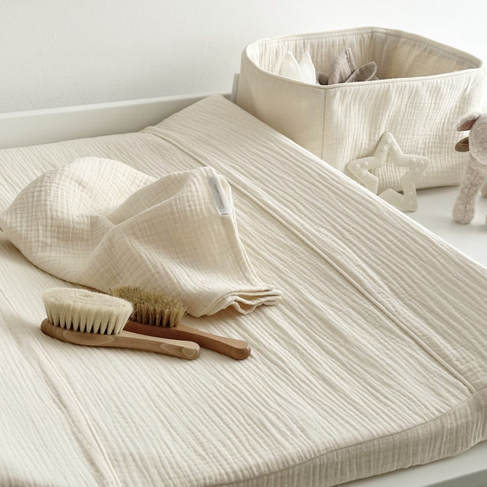 Matelas à Langer en Mousseline Crème