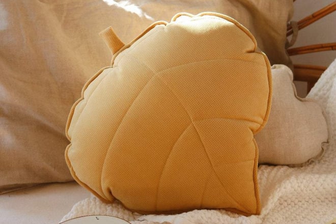 Kissen Blatt Samt Honig