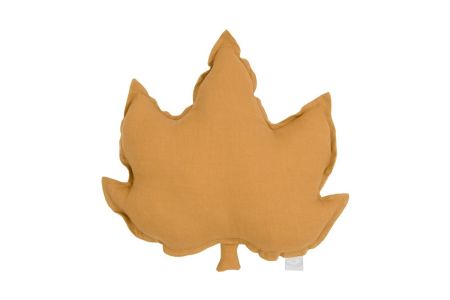 Caramel Maple Leaf Linen Cushion