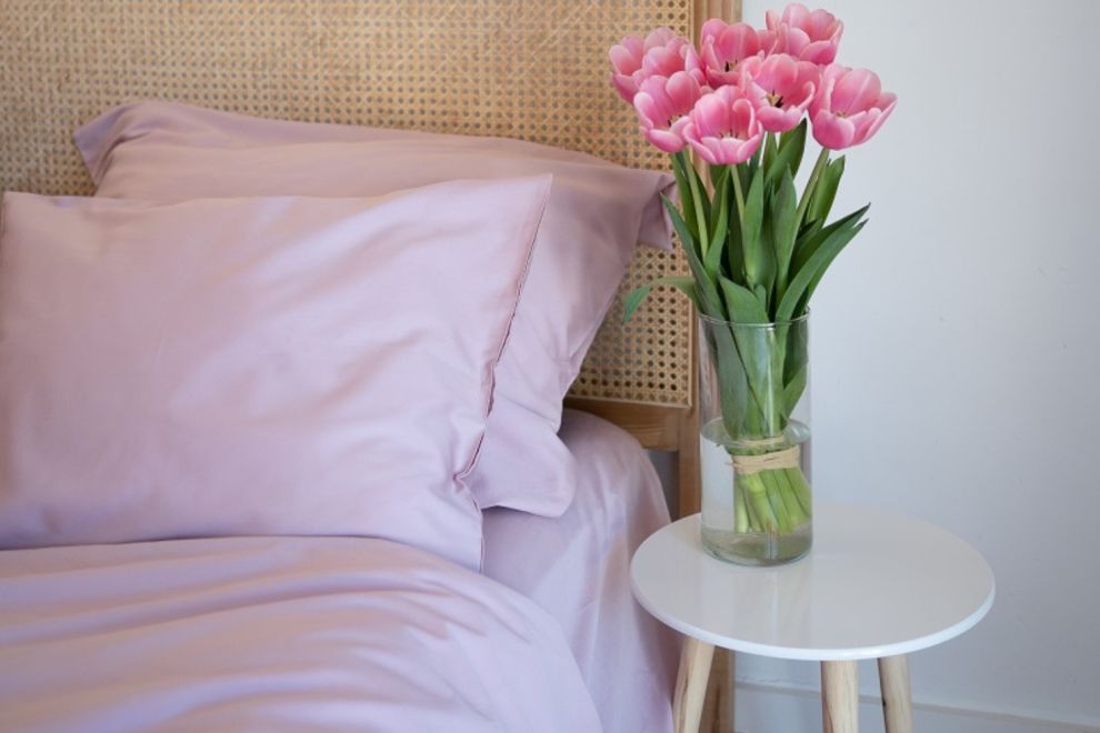 Set letto Dusty Pink in raso di cotone 140x200cm
