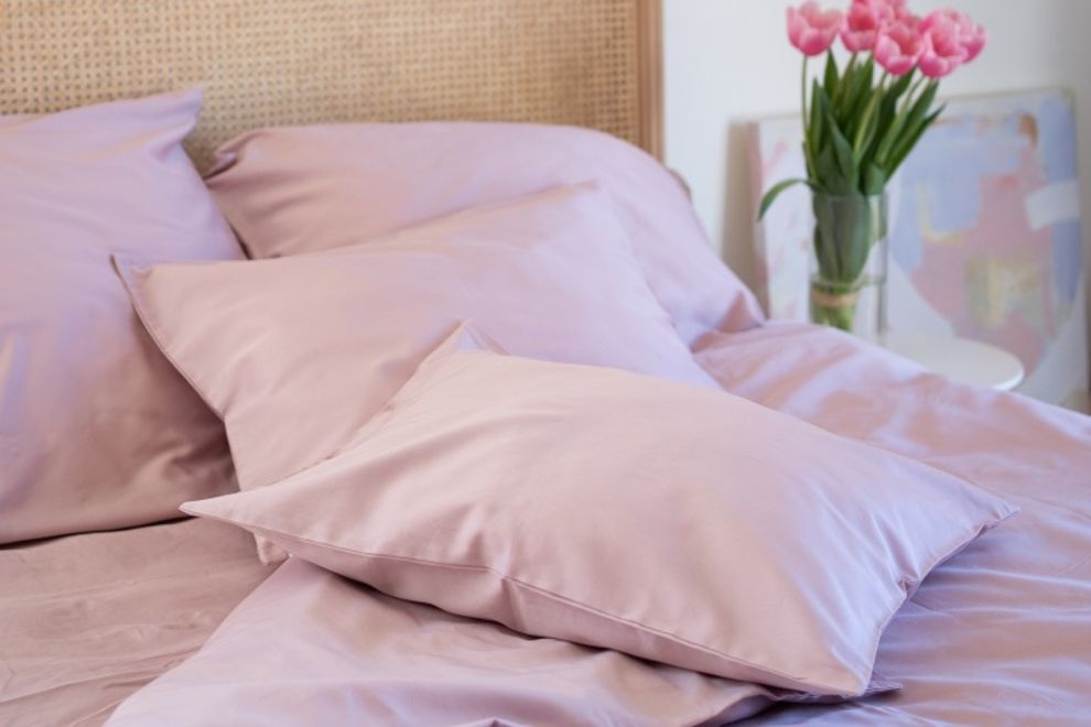 Set letto Dusty Pink in raso di cotone 140x200cm