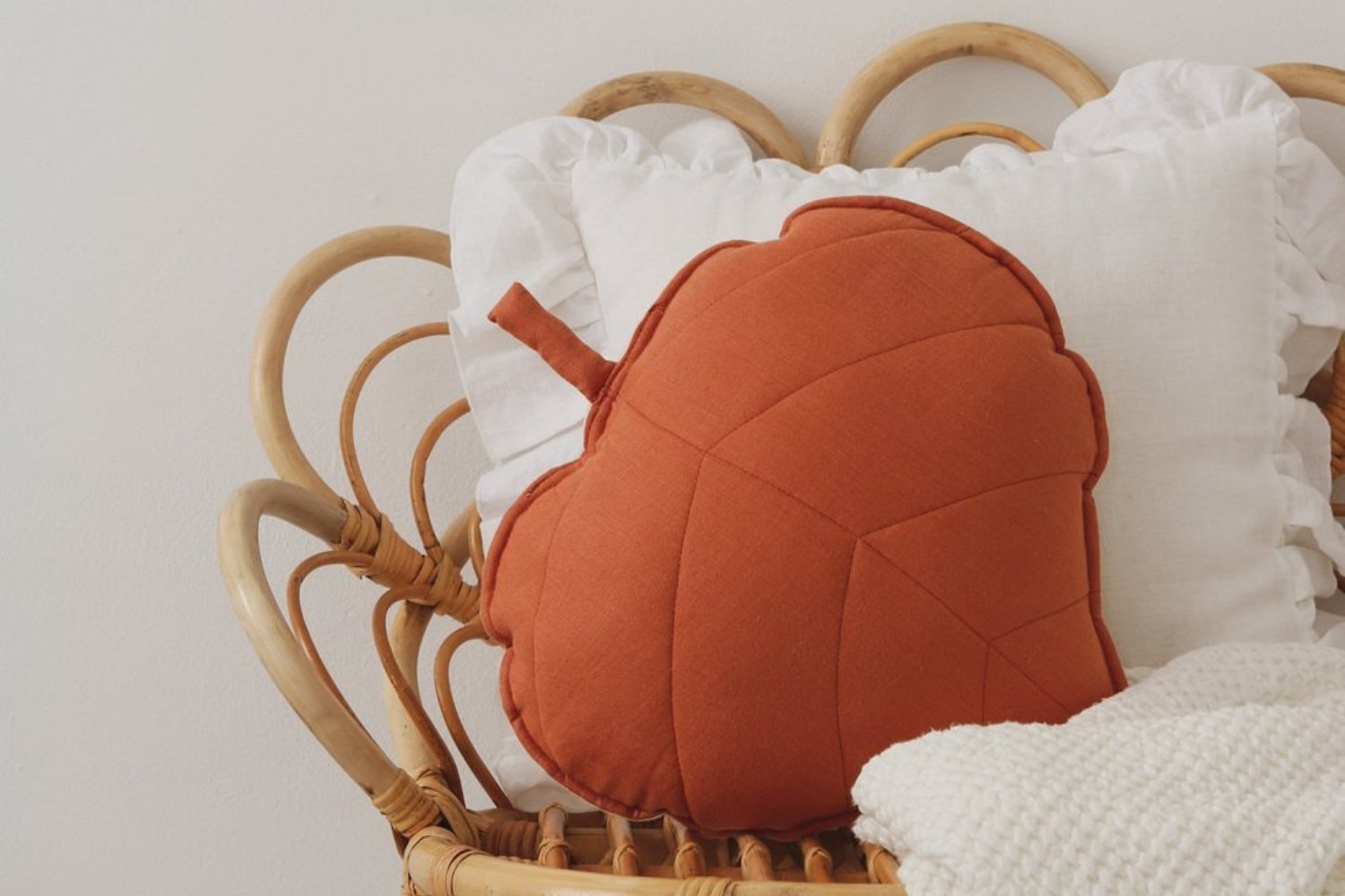 Caramel Leaf Linen Cushion