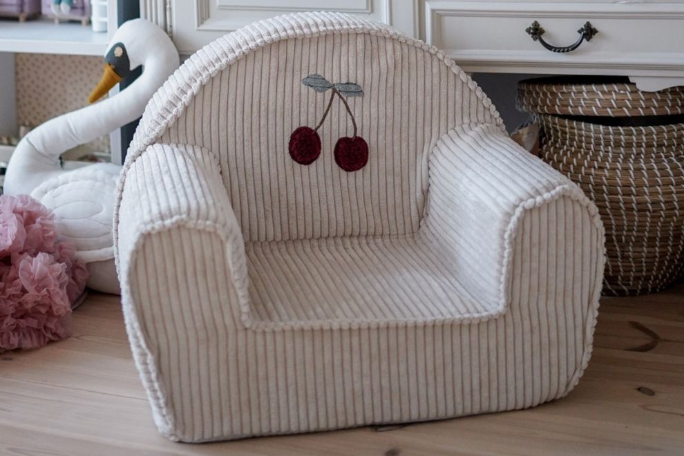 Fauteuil en velours côtelé - Off White Cherry