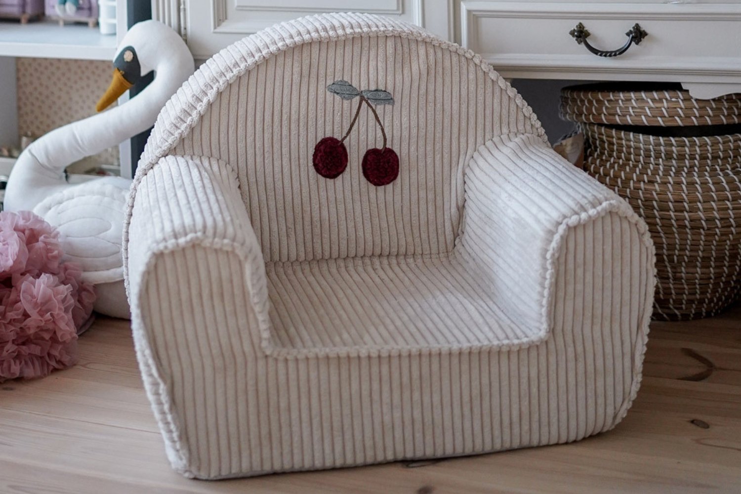 Blueberry Grey Corduroy Armchair