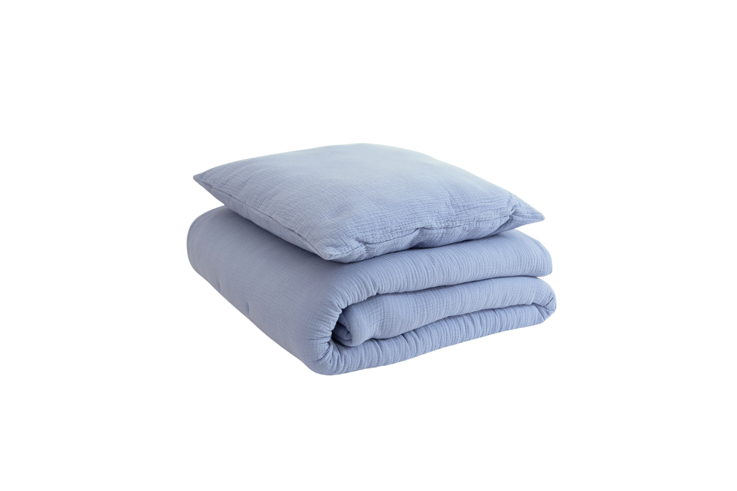 Saldi Estivi - Set piumone e cuscino in mussola di cotone 120x170 - Blu Cielo