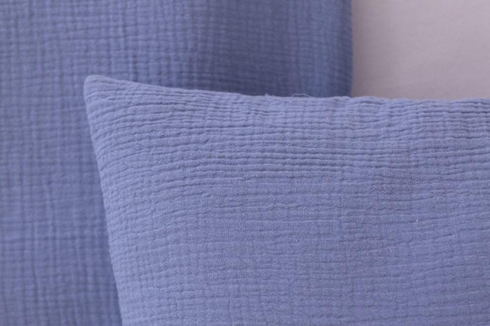 Conjunto de edredão e almofada 120x170 Chiffon de algodão - Azul Claro