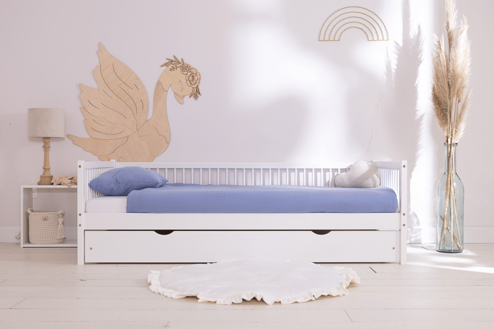 Ensemble Couette et Oreiller 120x170 Mousseline de Coton - Bleu Ciel