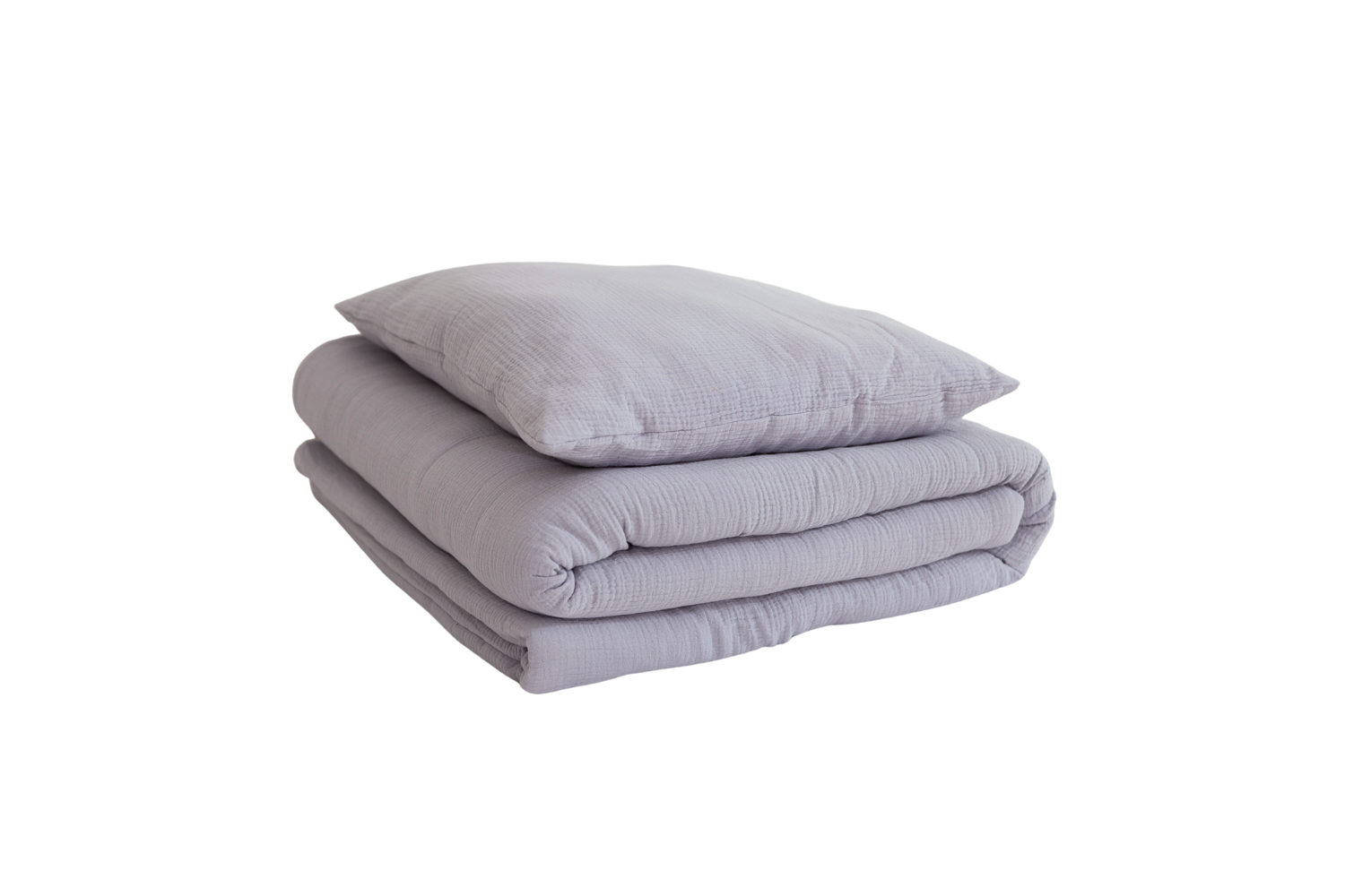 Ensemble Couette et Oreiller 120x170 Mousseline de Coton - Gris