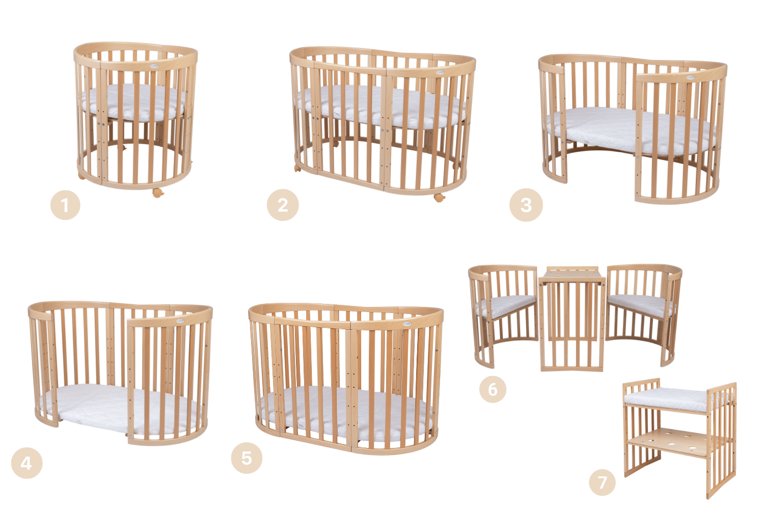 - Berceau Évolutif 7 en 1 Ovale avec Matelas - Naturel - Naturel (Mon Lit Cabane) - Image 26