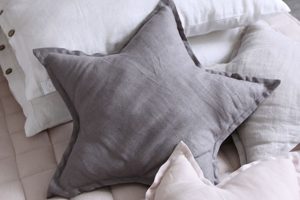 Light Grey Star Linen Cushion