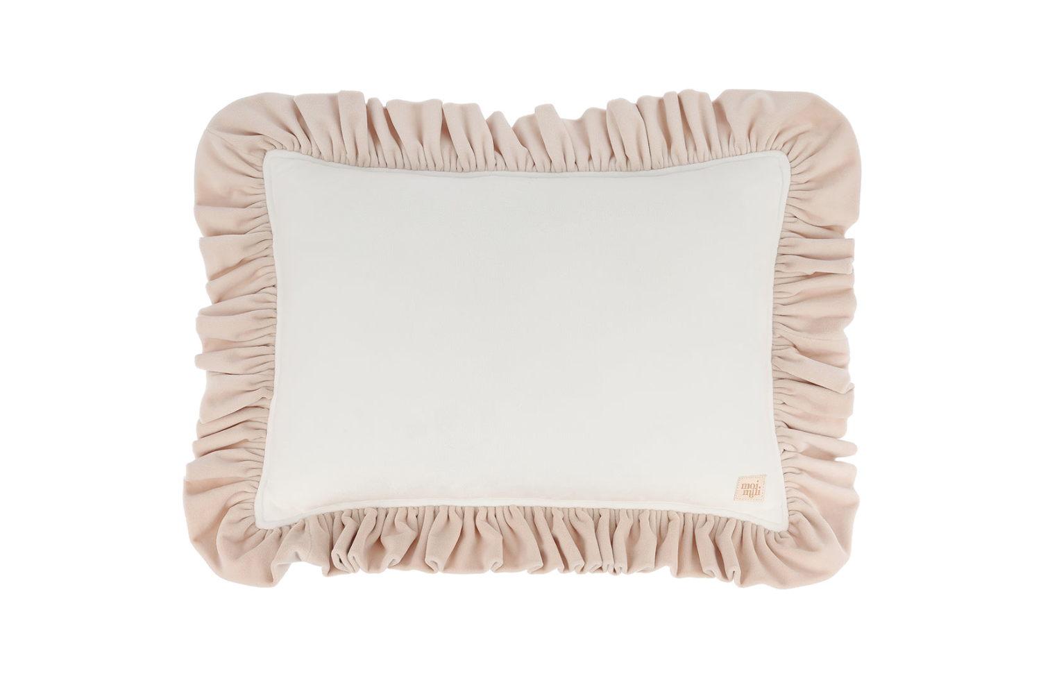 Latte Soft Velour Cushion with Ruffles