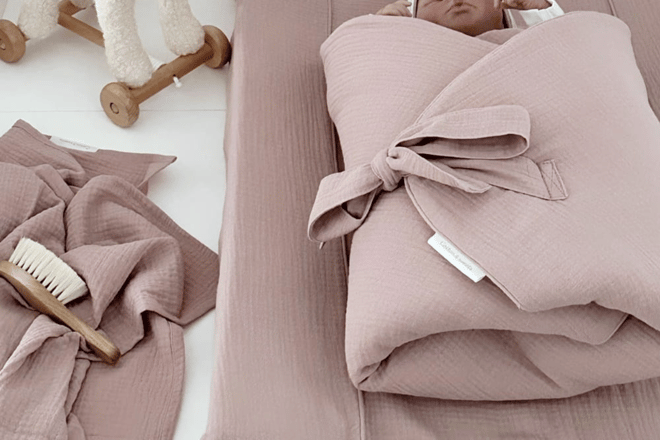 Zavinovací spací pytel z mušelínu - Dusty Pink