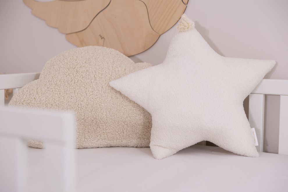 Boho Vanilla Star Cushion Boucle