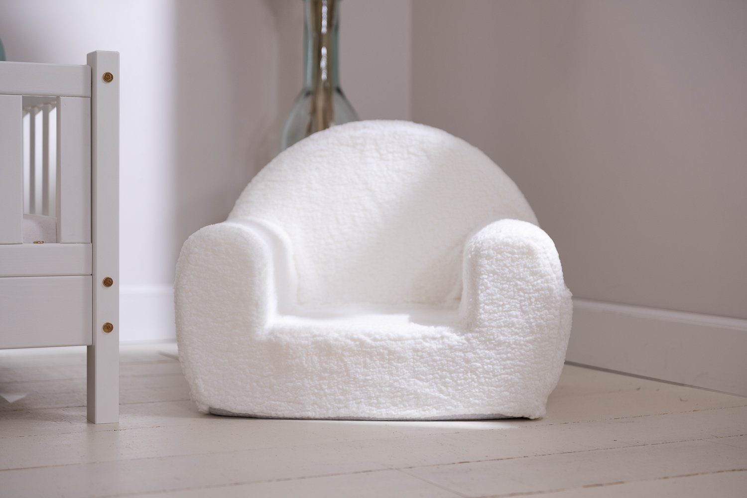 Fauteuil Bouclé Blanc - Nom personnalisable