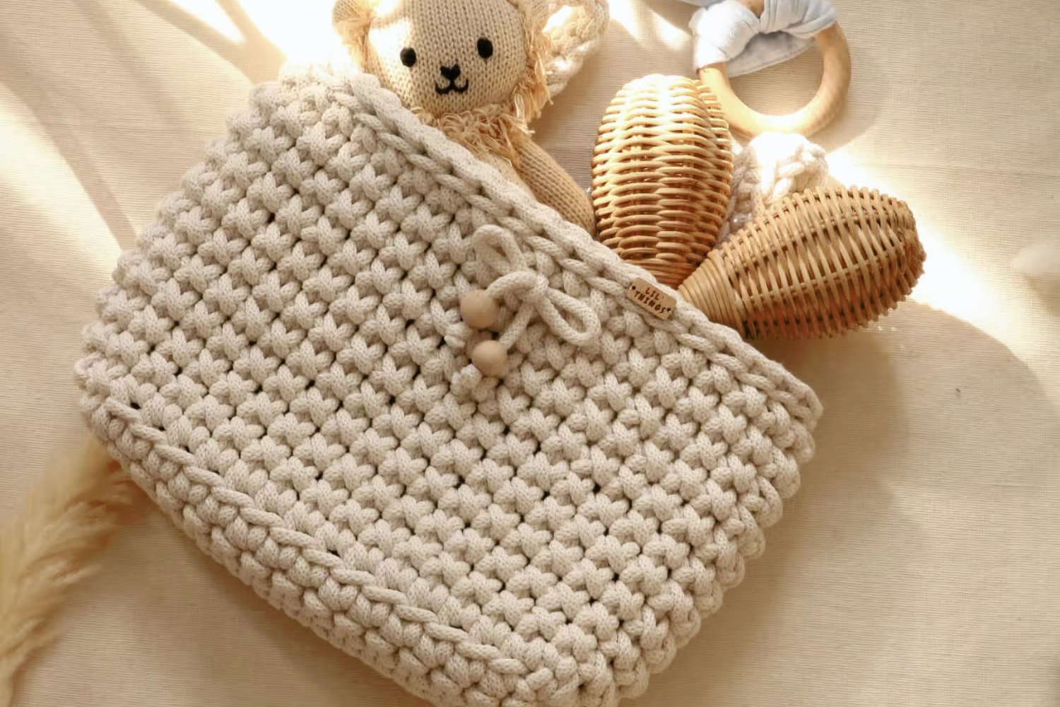 Crochet Bed Organiser - Natural