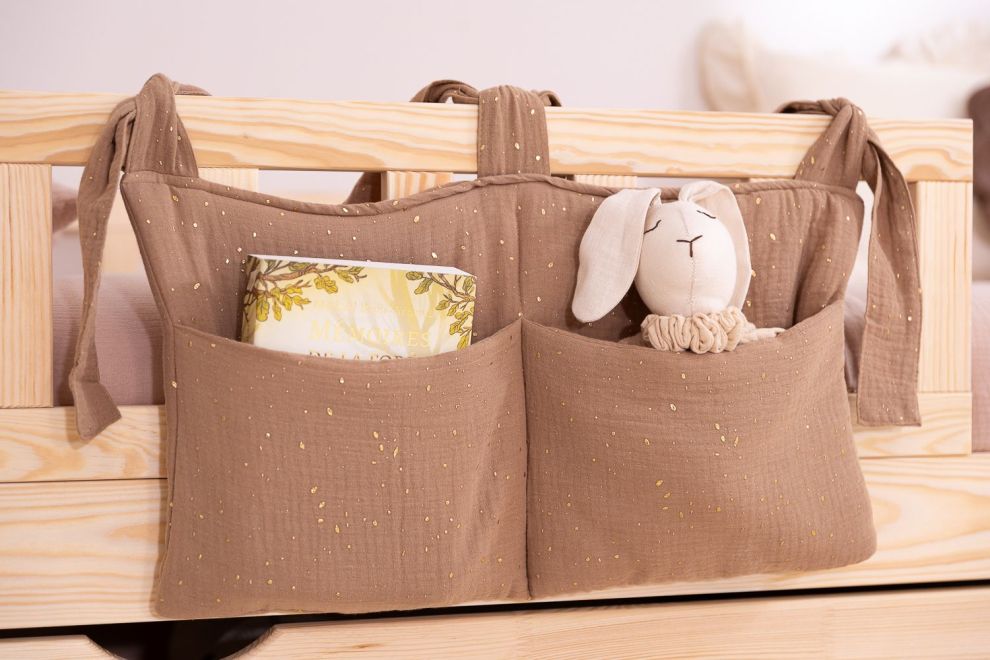 Bed Organiser - Camel & Gold Dots