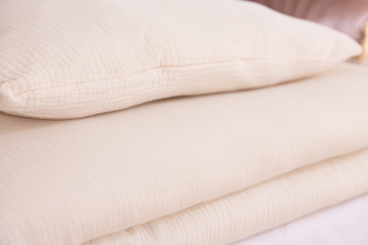 Cotton Muslin 120x170 Duvet & Pillow Set - Vanilla