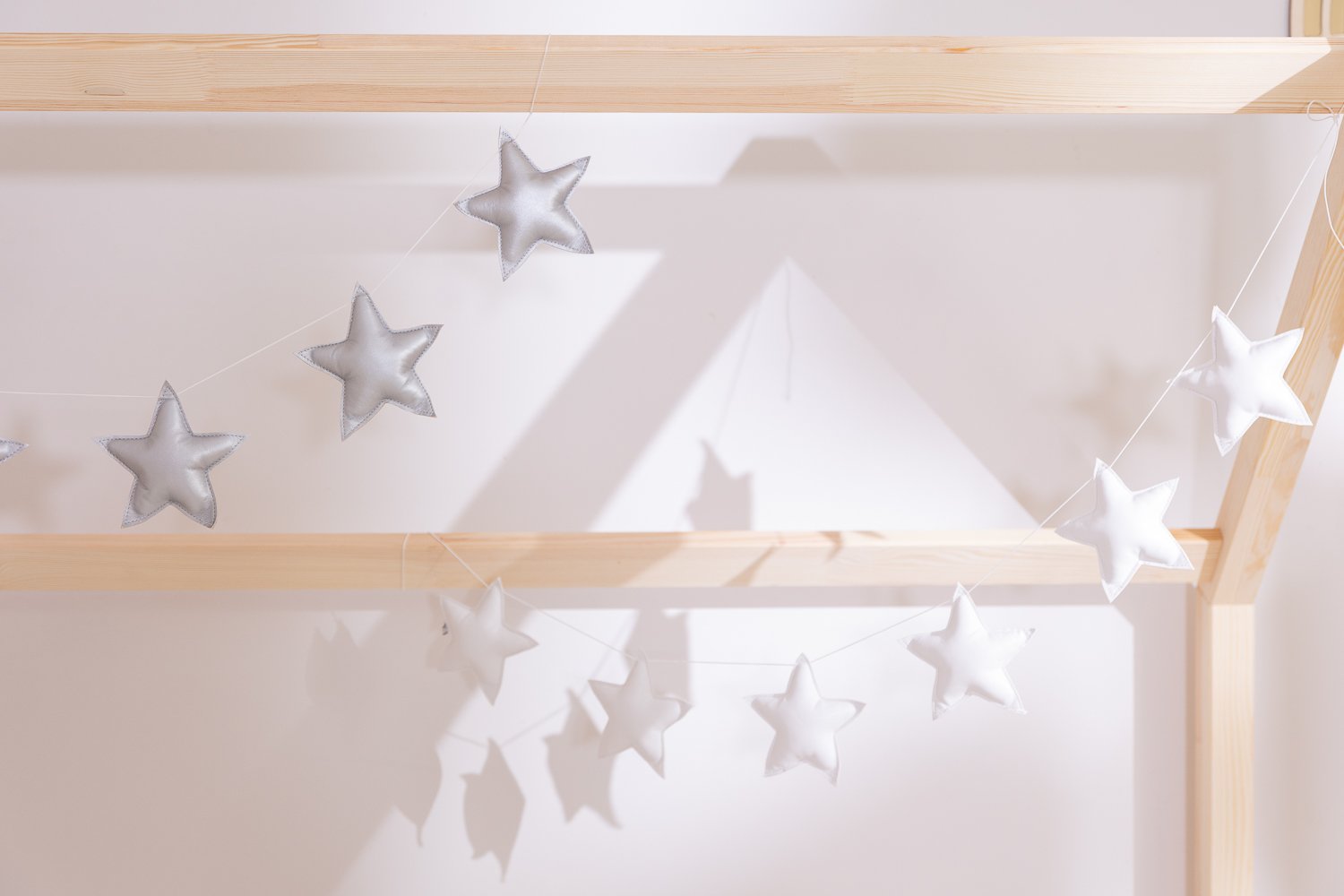 Eco Leather Star Garland - White