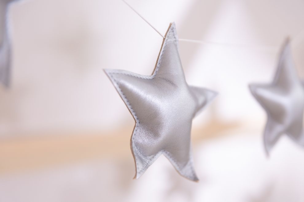 Eco Leather Star Garland - Silver