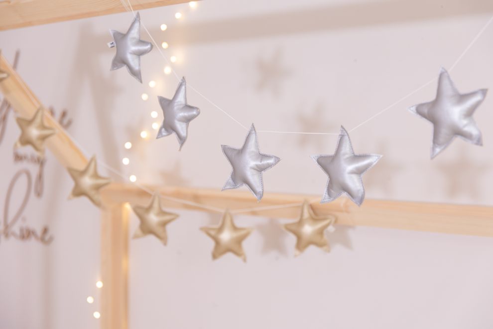 Eco Leather Star Garland - Silver