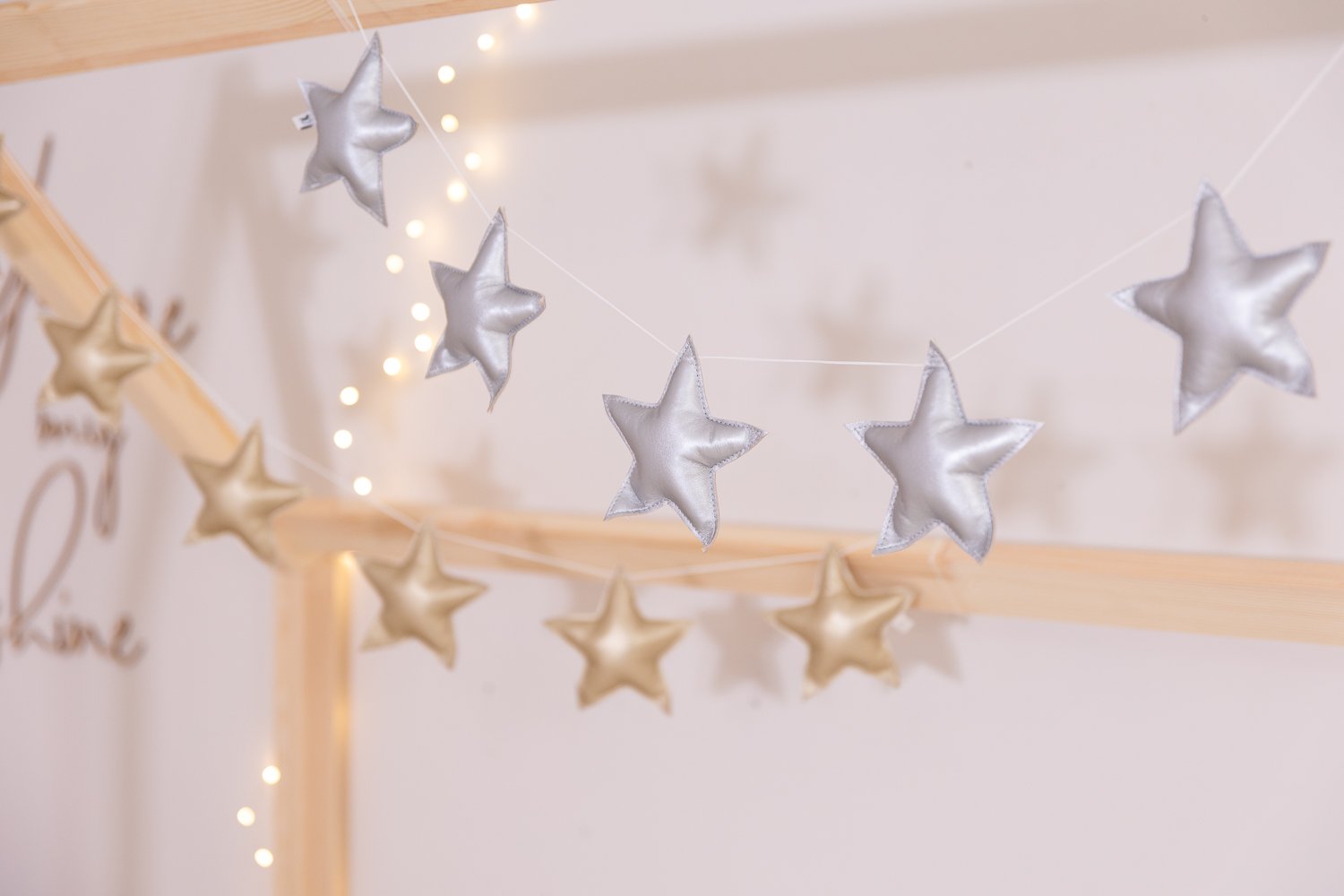 Eco Leather Star Garland - Silver