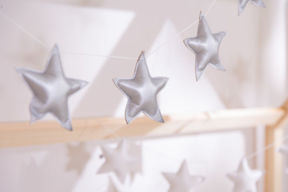 Eco Leather Star Garland - Silver