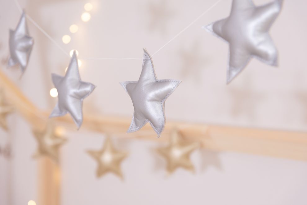 Eco Leather Star Garland - Silver