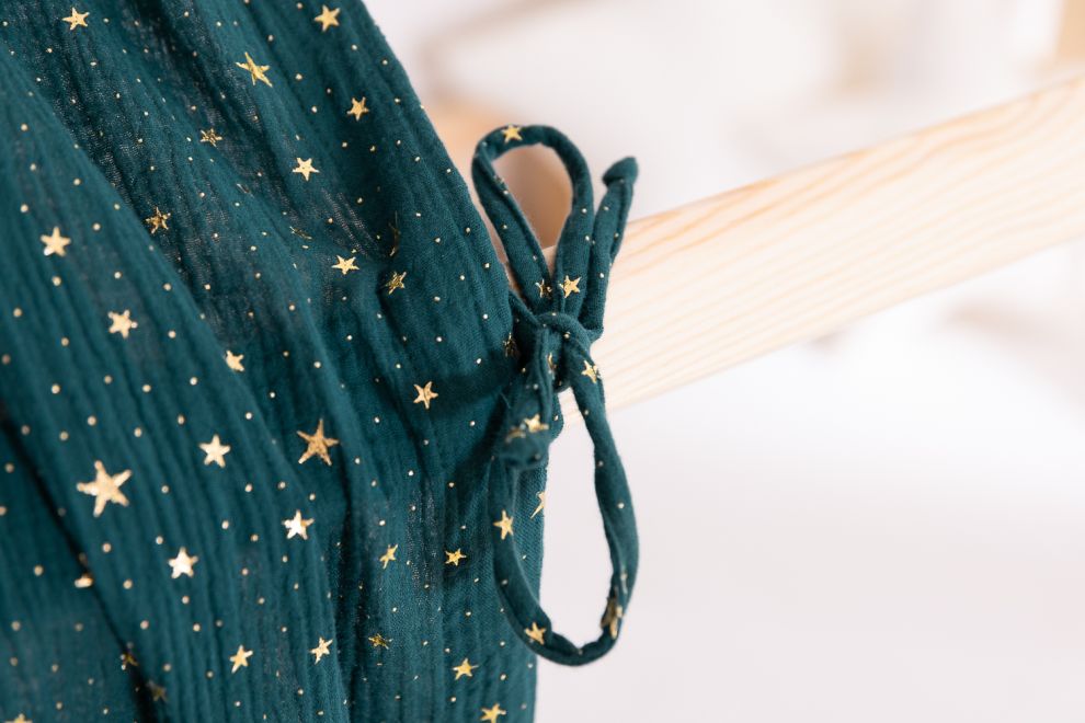 Bed Canopy - Dark Green & Gold Stars - Model K