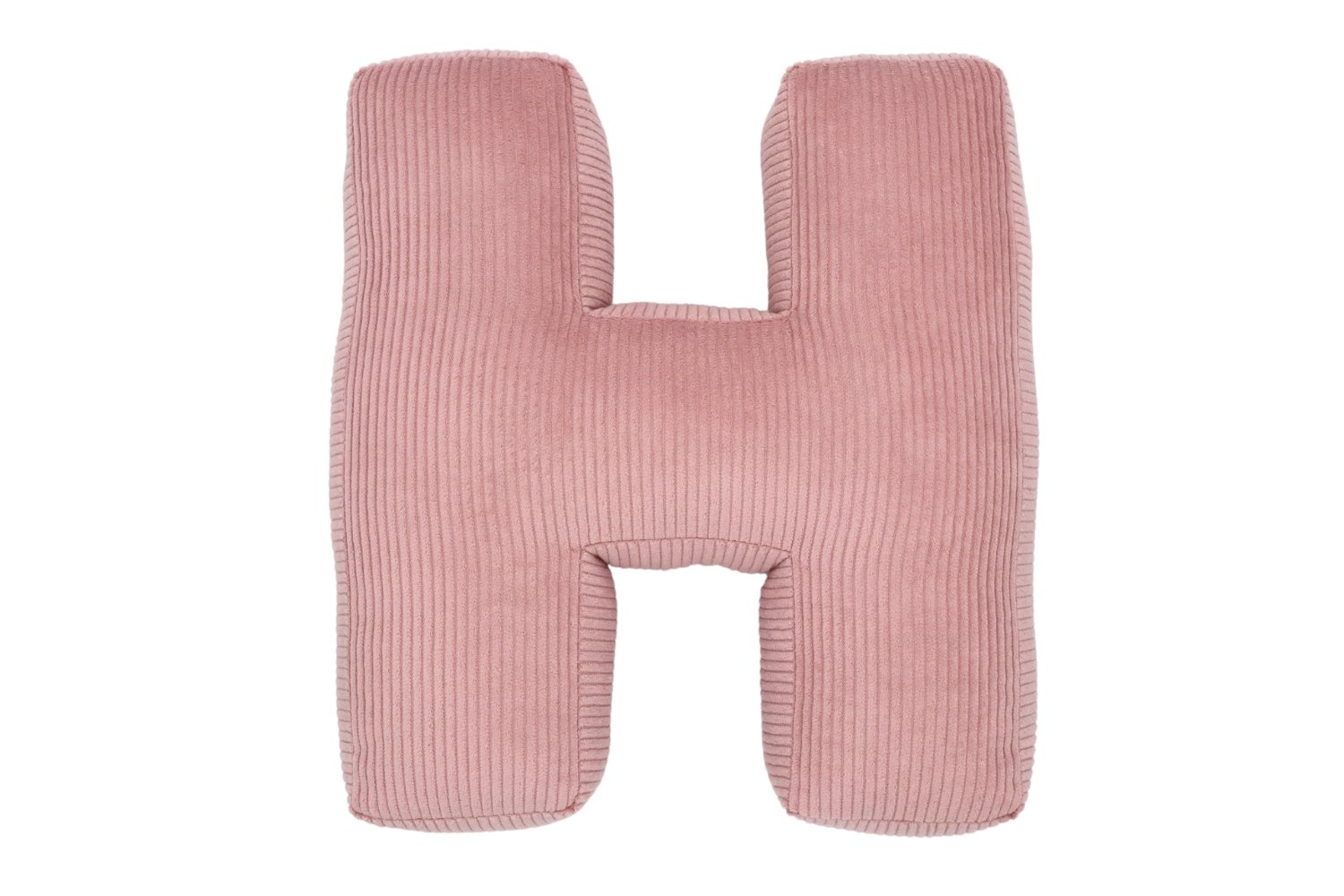 Coussin Lettre H - Velours Côtelé Rose Coussin Lettre H - Velours Côtelé Rose