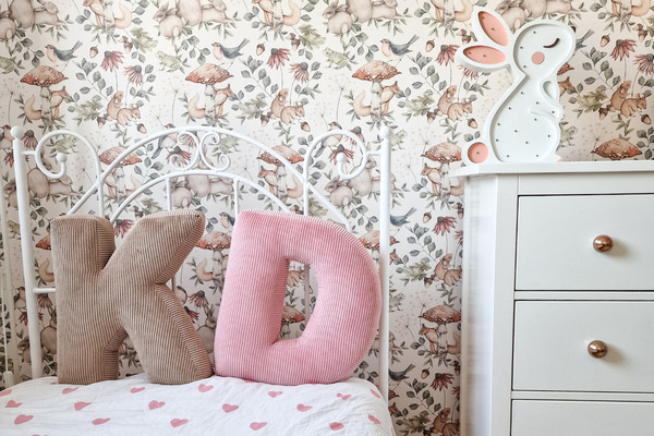 Buchstaben-Kissen D - Rosa Kord