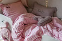 Housse de Couette à Carreaux Cerise - Rose 140x200