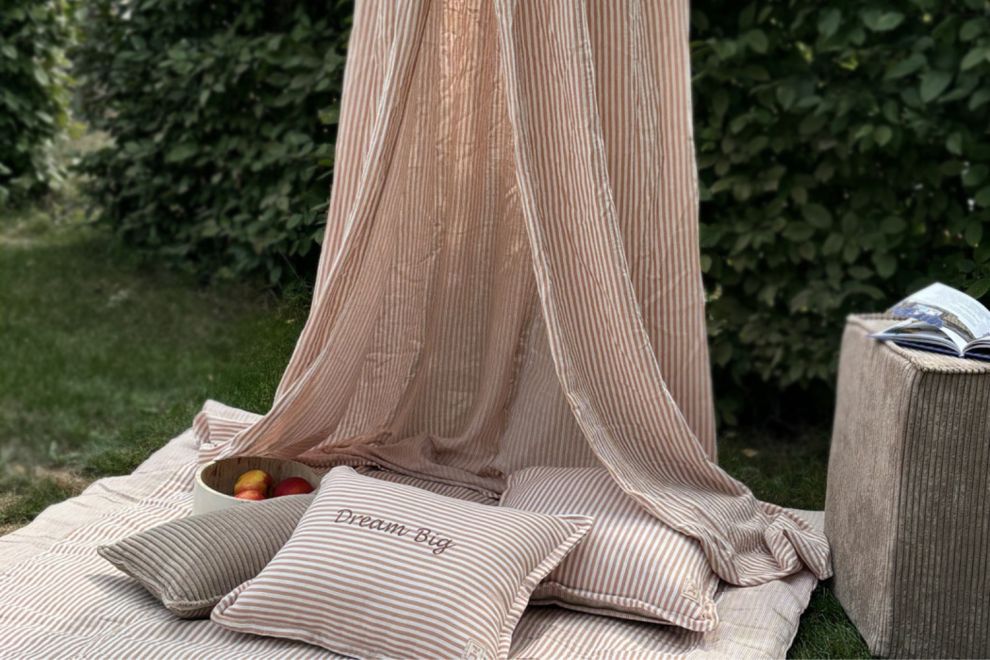 Beige Stripes Muslin Canopy