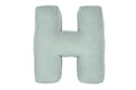 Coussin Lettre H - Velours Côtelé Vert d'eau