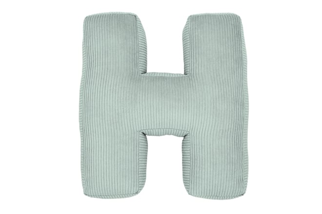 Letter Cushion H - Water Green Corduroy