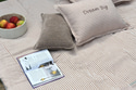 Tapis de pique-nique en mousseline à rayures beige