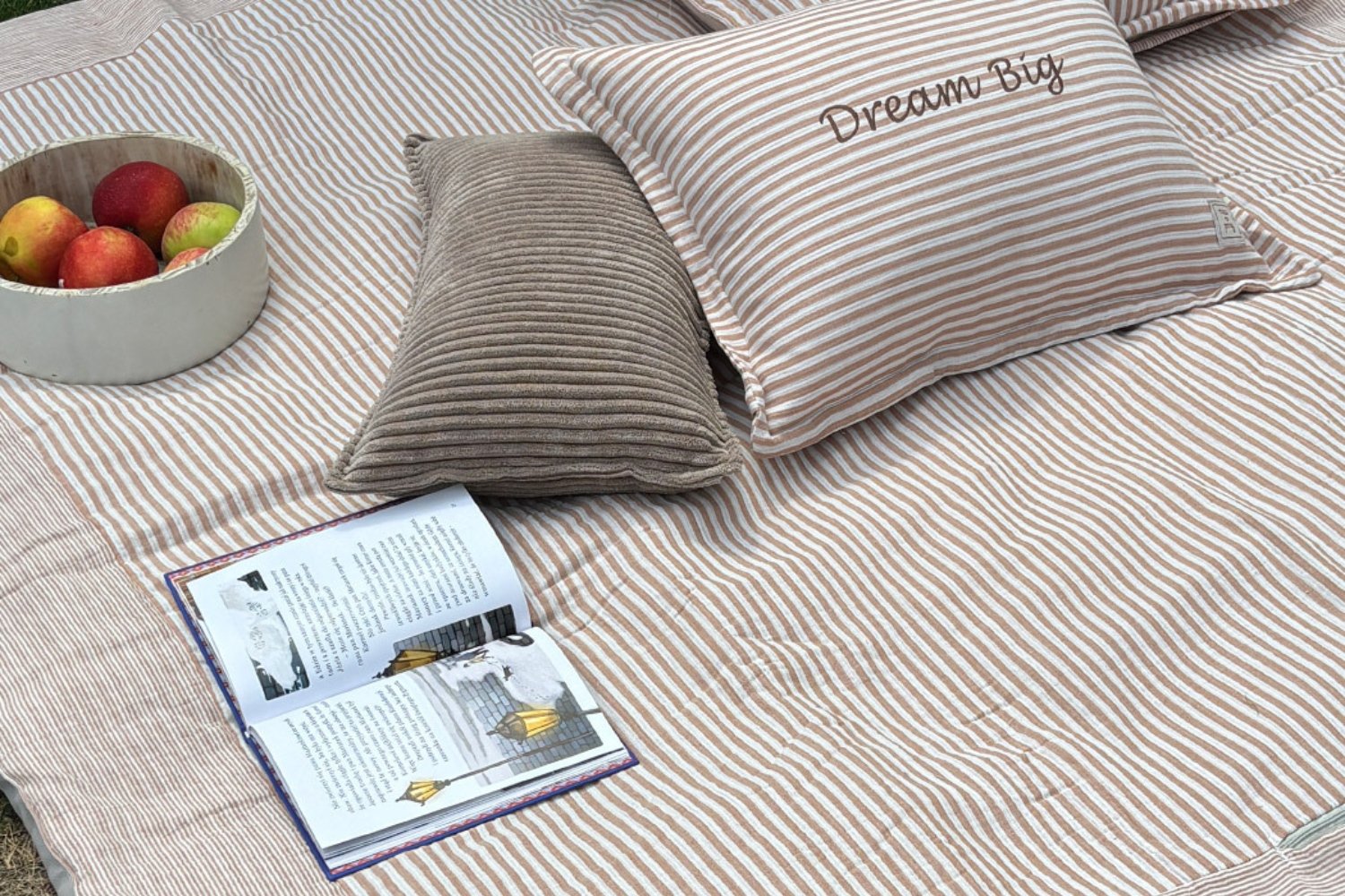 Beige Stripes Muslin Picninc Mat