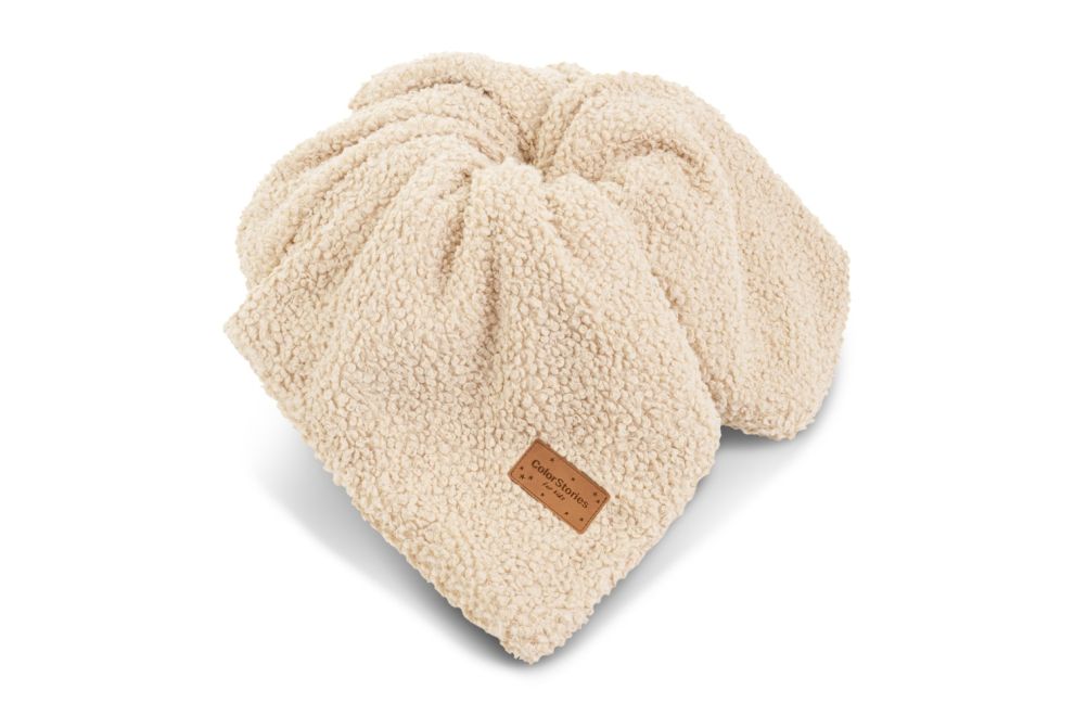 Couverture Chaude en Coton Bouclé - Beige