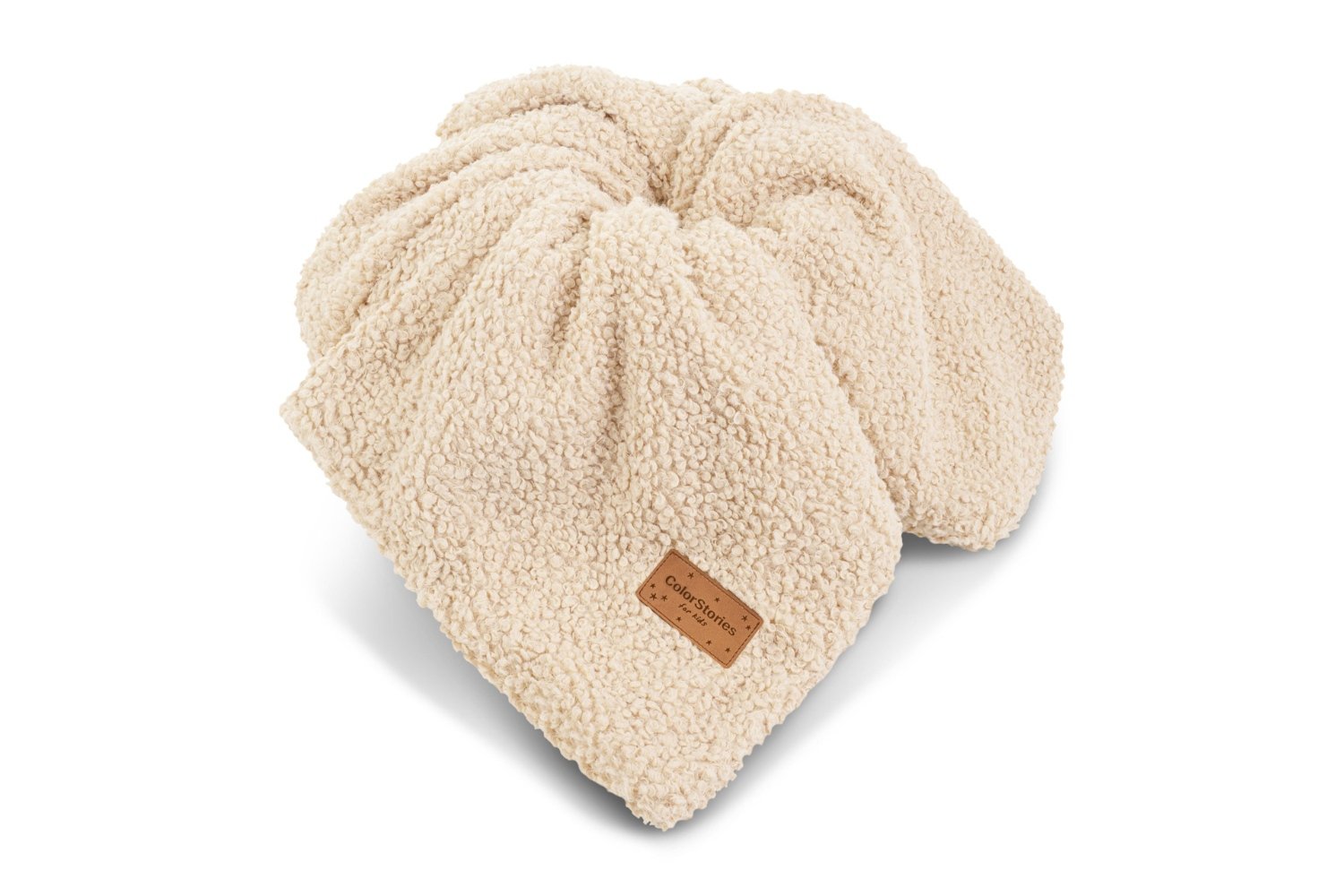 Warme Boucle-Decke aus Baumwolle - Beige