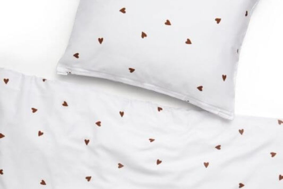 Cotton Satin Chocolate Hearts Duvet Set 140x200